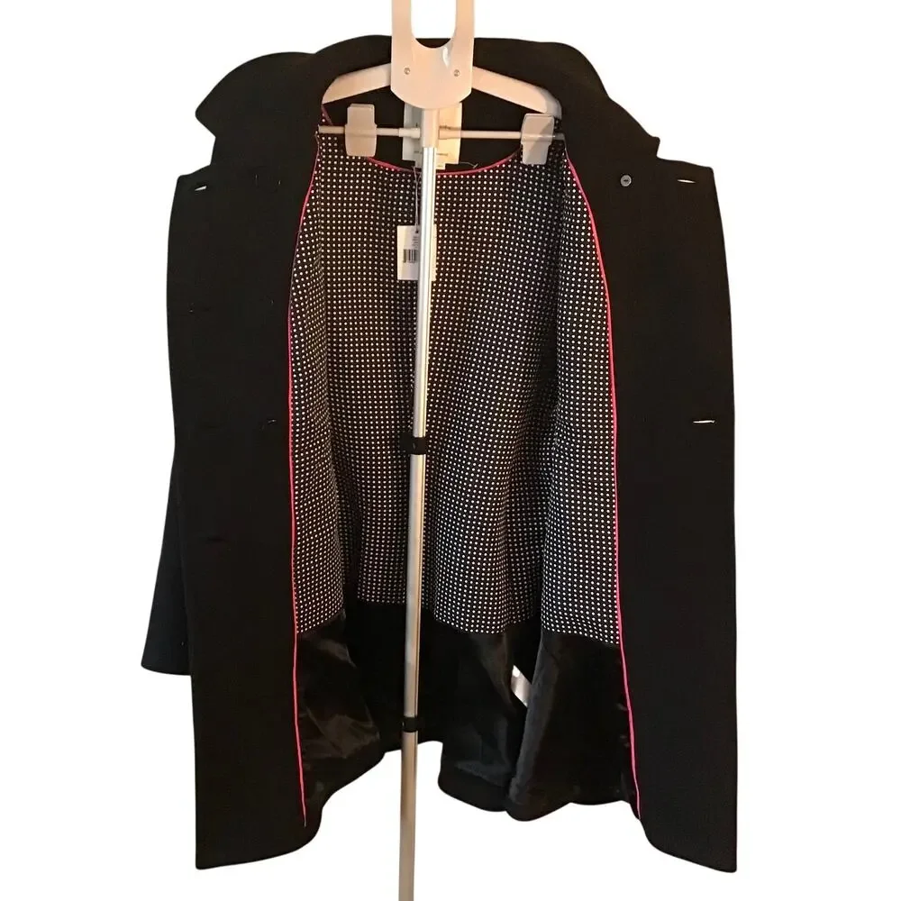 Kate Spade NY Black Double Breasted Hope Flared Pea Coat SZ. L NWT